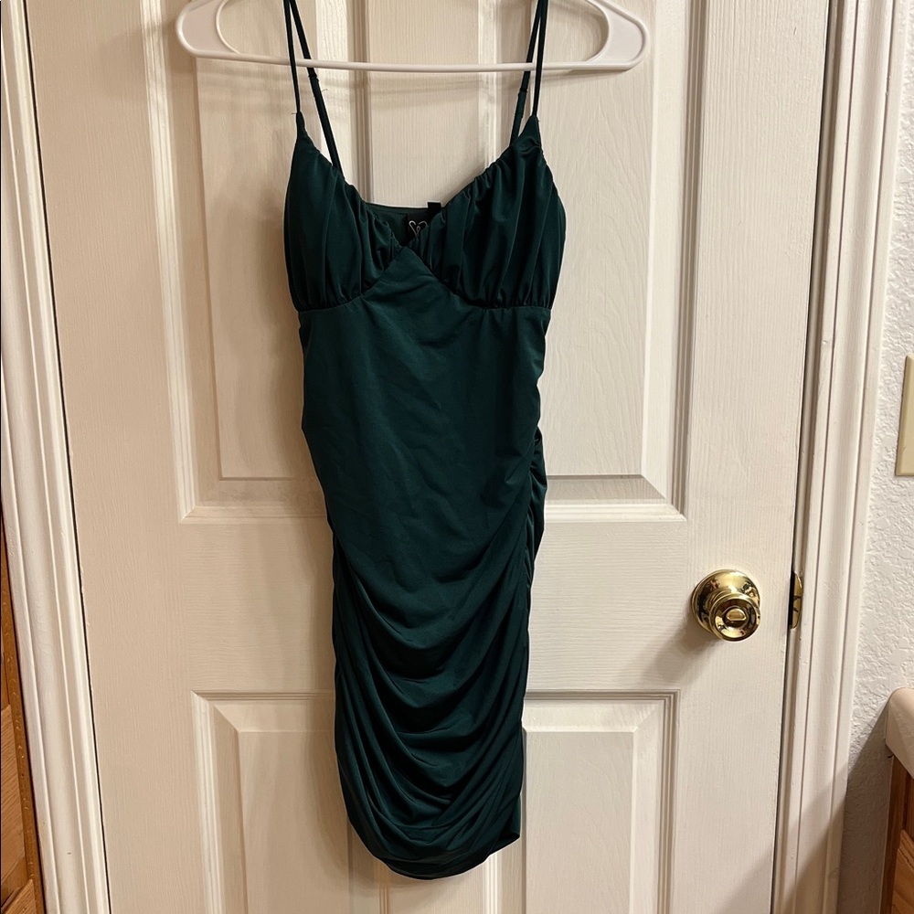 Windsor Dark Green Ruched Mini Dress